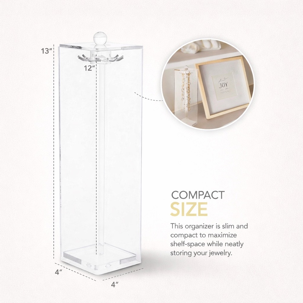 Clear Acrylic Jewelry Organizer for Necklaces | Minimalist Modern Design - Picture 6 of 8